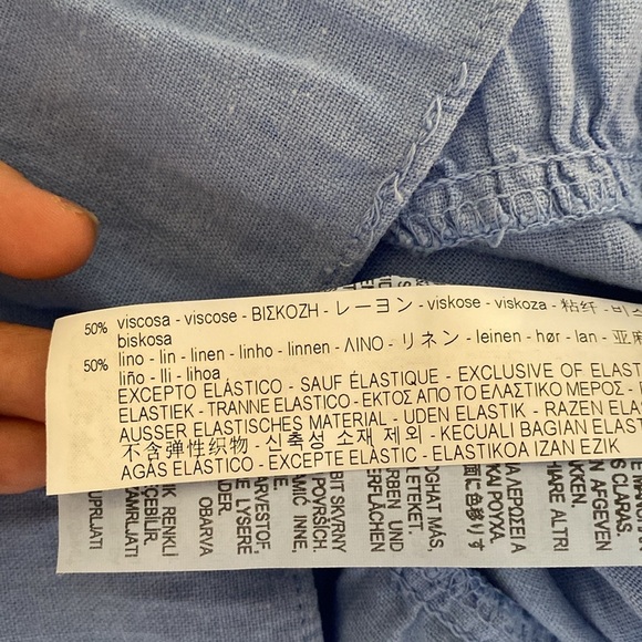 Zara Linen Blend Long Sleeve Blue Mini Dress - Picture 7 of 7